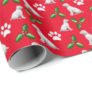 White Boxer Dog Christmas Wrapping Paper