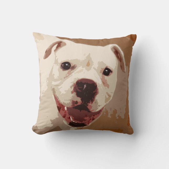 white Boxer Dog Cushion (Front)