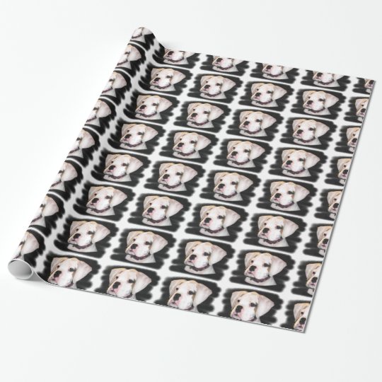 White Boxer dog gift wrapping paper