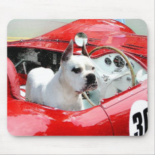 White Boxer Dog in Maserati mousepad