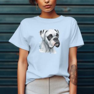 White Boxer Dog in Watercolor  T-Shirt