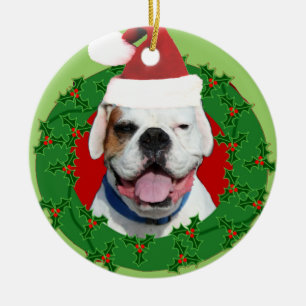 White boxer dog ornament