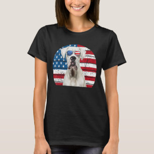 White Boxer Dog Patriotic American Flag 4th Of Jul T-Shirt