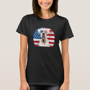 White Boxer Dog Patriotic American Flag 4th Of Jul T-Shirt