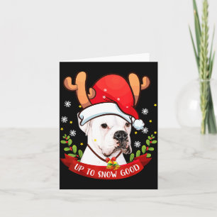 White Boxer Dog Reindeer Christmas Gift Boys Girls Card
