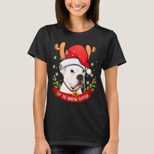 White Boxer Dog Reindeer Christmas Gift Boys Girls T-Shirt