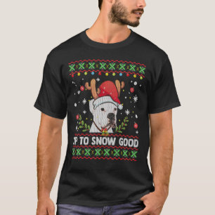 White Boxer Dog Reindeer Christmas Sweater