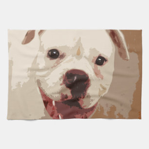 white Boxer Dog Tea Towel