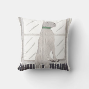 White Boxer Dog Throw Pillow
