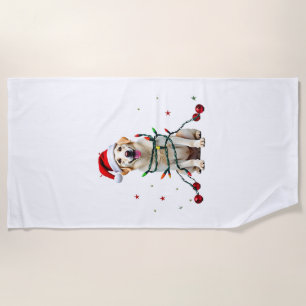 White Boxer Dog Ugly Christmas Sweater Funny Xmas Beach Towel