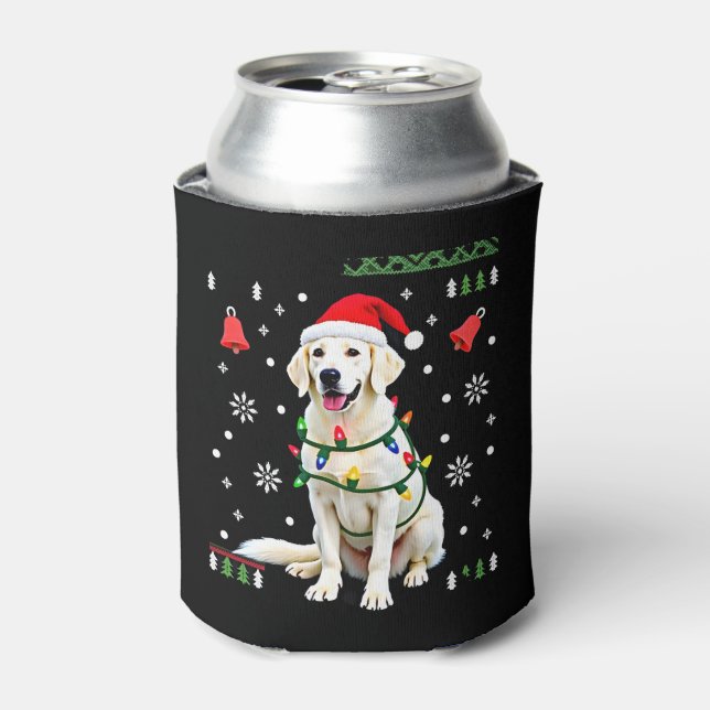 White Boxer Dog Ugly Christmas Sweater Funny Xmas  Can Cooler (Can Front)
