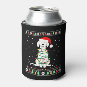 White Boxer Dog Ugly Christmas Sweater Funny Xmas  Can Cooler