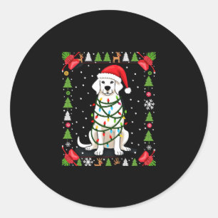 White Boxer Dog Ugly Christmas Sweater Funny Xmas Classic Round Sticker