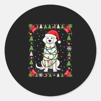 White Boxer Dog Ugly Christmas Sweater Funny Xmas  Classic Round Sticker