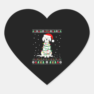 White Boxer Dog Ugly Christmas Sweater Funny Xmas Heart Sticker