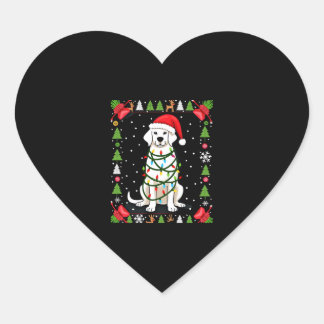 White Boxer Dog Ugly Christmas Sweater Funny Xmas  Heart Sticker