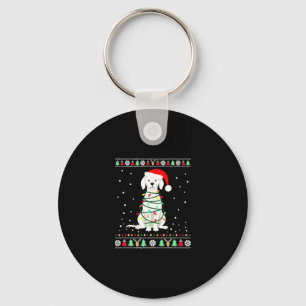 White Boxer Dog Ugly Christmas Sweater Funny Xmas  Key Ring