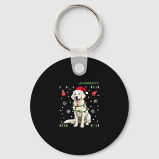White Boxer Dog Ugly Christmas Sweater Funny Xmas  Key Ring