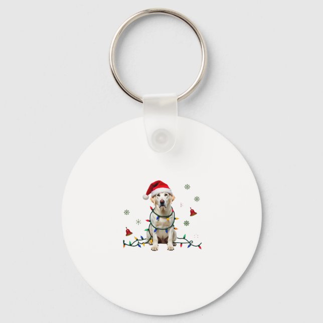 White Boxer Dog Ugly Christmas Sweater Funny Xmas  Key Ring (Front)