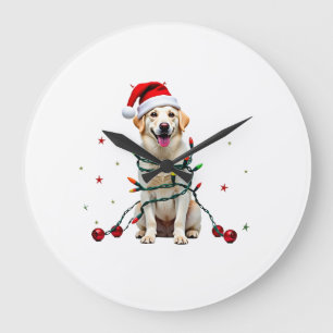 White Boxer Dog Ugly Christmas Sweater Funny Xmas Large Clock