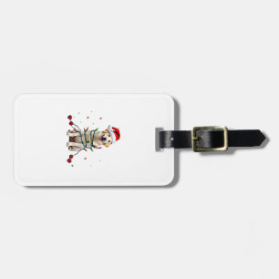 White Boxer Dog Ugly Christmas Sweater Funny Xmas Luggage Tag