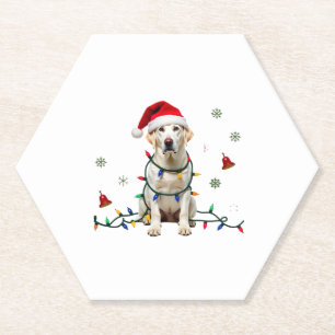 White Boxer Dog Ugly Christmas Sweater Funny Xmas Paper Coaster