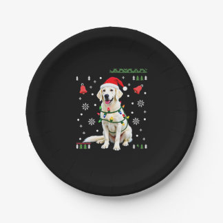 White Boxer Dog Ugly Christmas Sweater Funny Xmas  Paper Plate