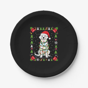 White Boxer Dog Ugly Christmas Sweater Funny Xmas Paper Plate