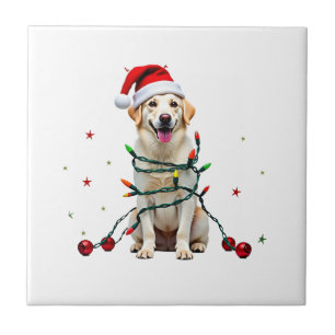 White Boxer Dog Ugly Christmas Sweater Funny Xmas Tile