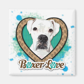 White Boxer Love Stylized Magnet