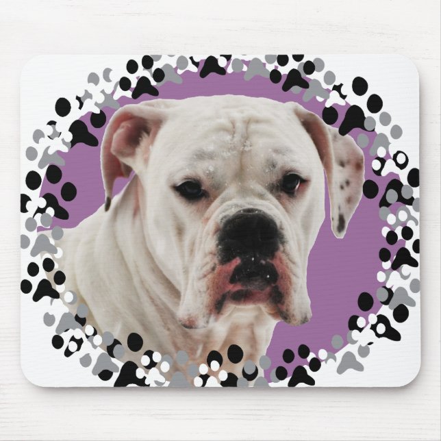 White Boxer Photo Mouse Mat (Front)