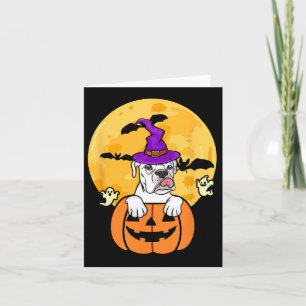 White Boxer Witch Dog Lover Halloween Costume Card