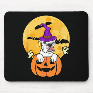 White Boxer Witch Dog Lover Halloween Costume  Mouse Mat