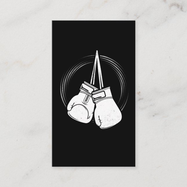 White Boxing Gloves Boxer Business Card (Front)