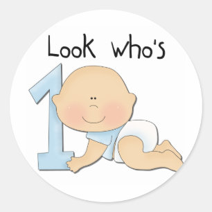 White Boy 1st Birthday Tshirts and Gifts Classic Round Sticker