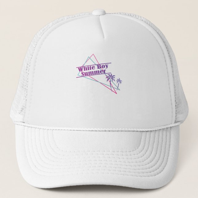 White Boy Summer Retro Funny Shirt Ironic USA Trucker Hat (Front)