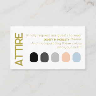 White Brass Wedding Attire Wedding Dress Code Card
