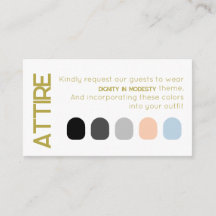 White Brass Wedding Attire Wedding Dress Code Card