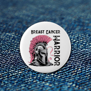 White Breast Cancer Warrior 6 Cm Round Badge