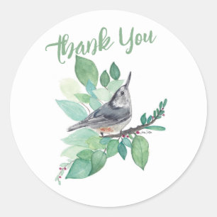 White Breasted Nuthatch Bird Art Classic Round Sticker