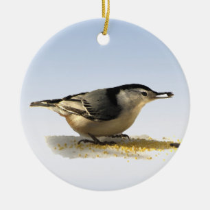 White-breasted Nuthatch Ceramic Tree Decoration