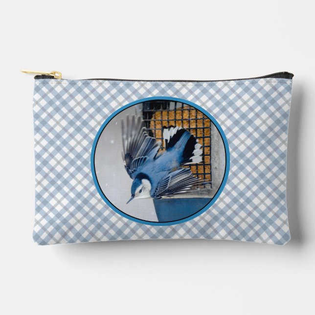 White-Breasted Nuthatch Flying Original Photo Accessory Pouch (Front)