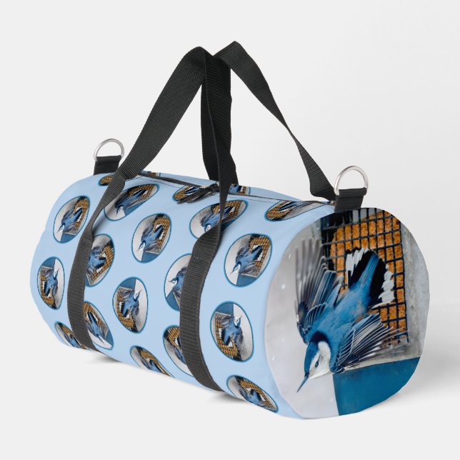 White-Breasted Nuthatch Flying Original Photo Duffle Bag (Left Corner)