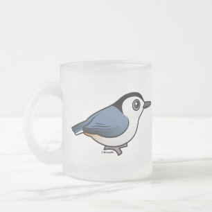White-breasted Nuthatch Frosted Glass Coffee Mug