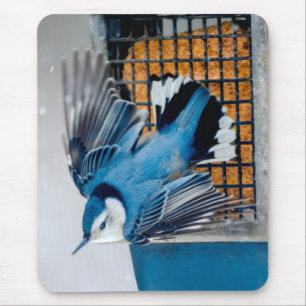 White-Breasted Nuthatch in Snow - Original Photo Mouse Mat