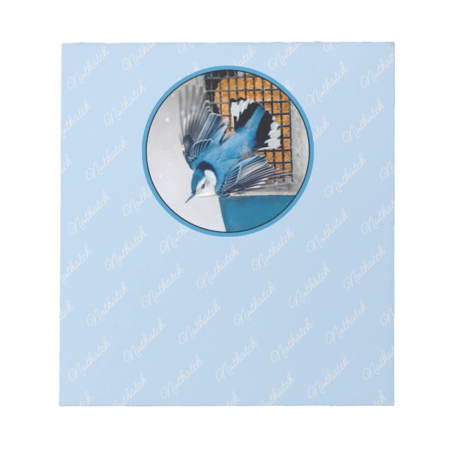 White-Breasted Nuthatch in Snow - Original Photo Notepad (Front)