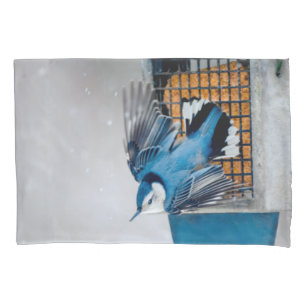 White-Breasted Nuthatch in Snow - Original Photo Pillowcase