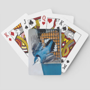 White-Breasted Nuthatch in Snow - Original Photo Playing Cards