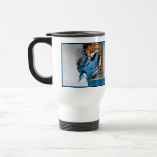 White-Breasted Nuthatch in Snow - Original Photo Travel Mug
