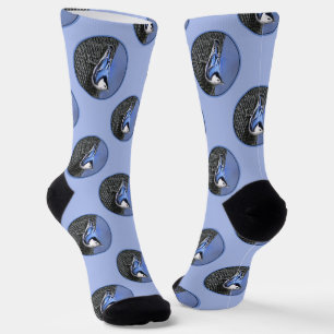 White-Breasted Nuthatch Painting Original Bird Ar Socks